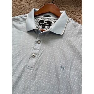 Buttercloth Icy Cotton Polo Shirt Mens XL Light Blue Geometric Short Sleeve Logo